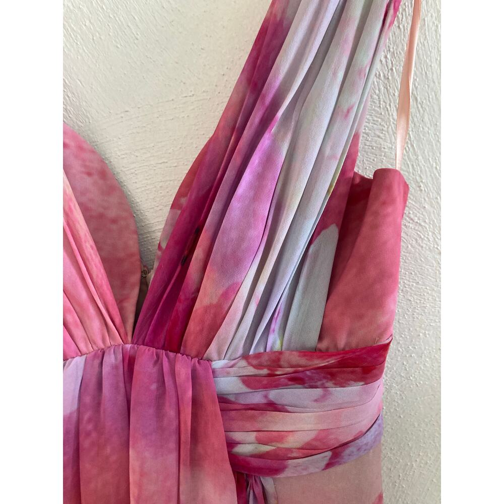 Fame and Partners Valencia Watercolor Floral Maxi Dress Split Empire Chiffon 6 - Picture 9 of 17
